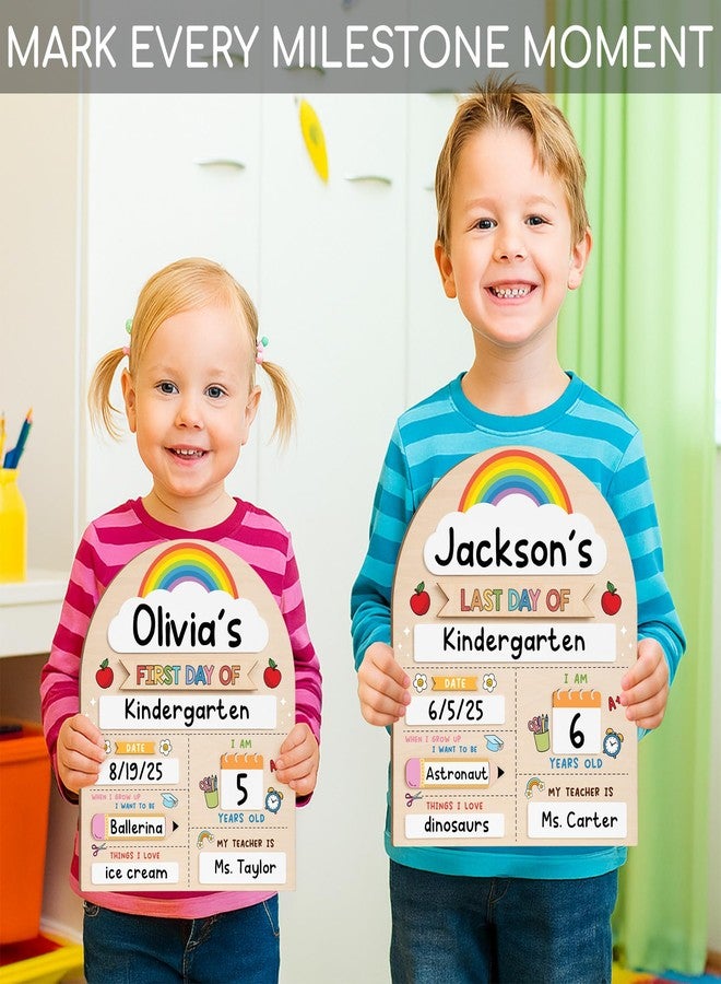 DINIZON My First Day of School Sign 12"x10", First and Last Day of School Board with Marker, Reusable Back to Class Wooden Chalkboard for Preschool, Pre-K, and Kindergarten, Easy to Write & Clean Board - Image 4